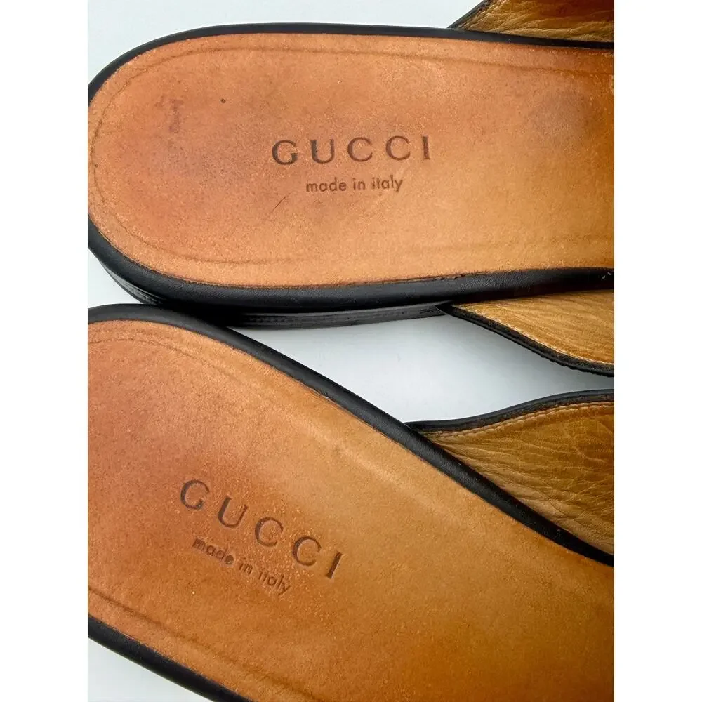 Authentic Gucci Princetown Horsebit Loafers Mules Black Leather Size 38.5 / 8.5